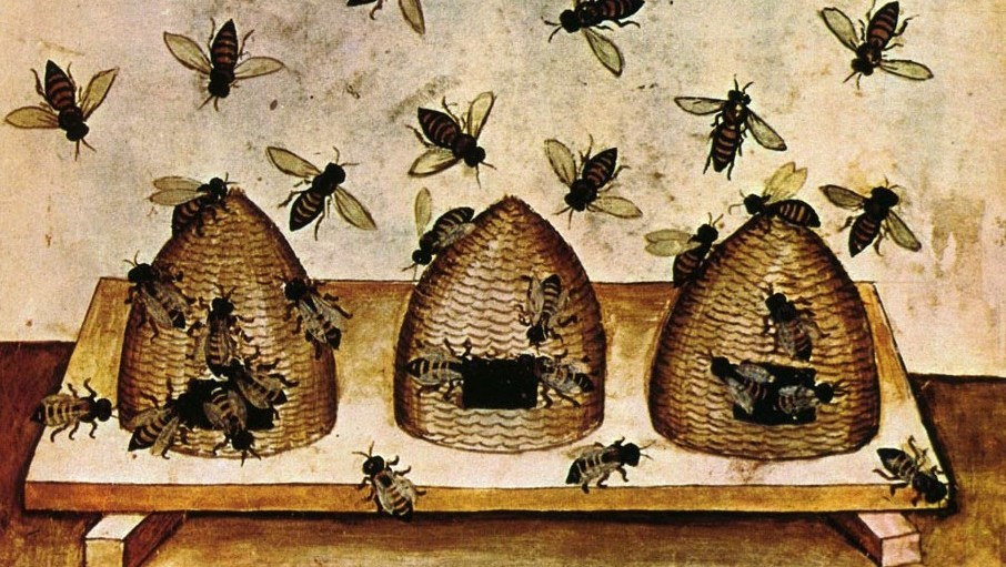 medeltida bild på bikupor