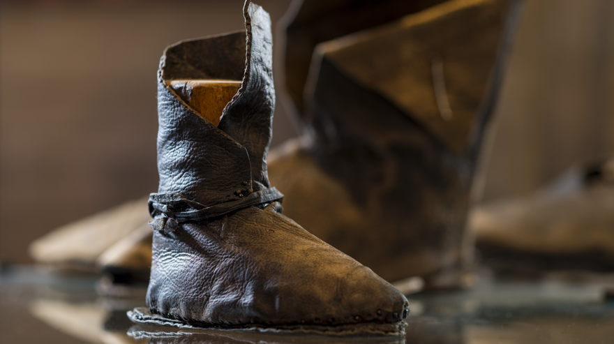 A child size mideival leather shoe