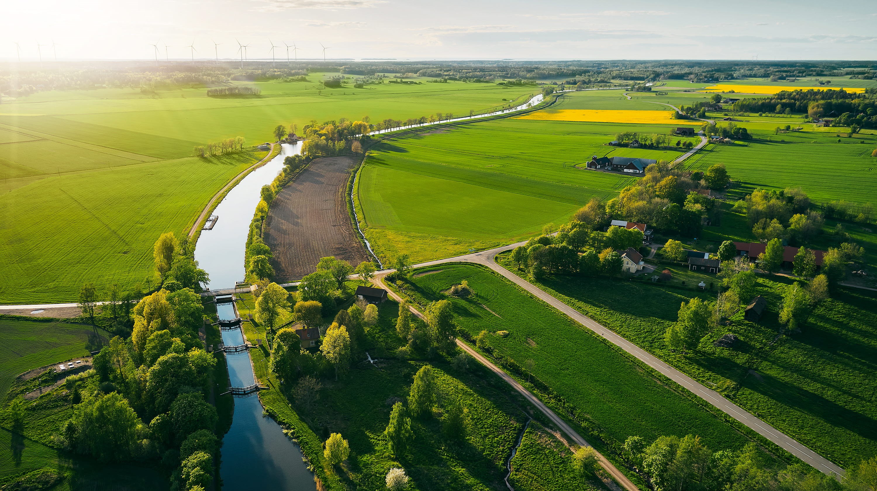 En flygbild över Göta älv
