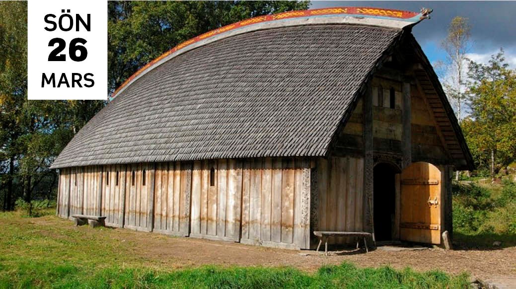Ett vikingatida hus av trä med välvt tak